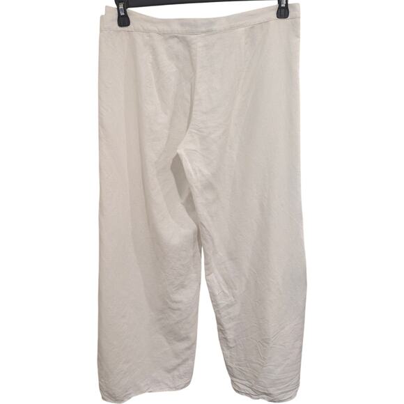BCBGMAXAZRIA White Linen Cotton Wrap Pants Size 8 - Picture 2 of 6